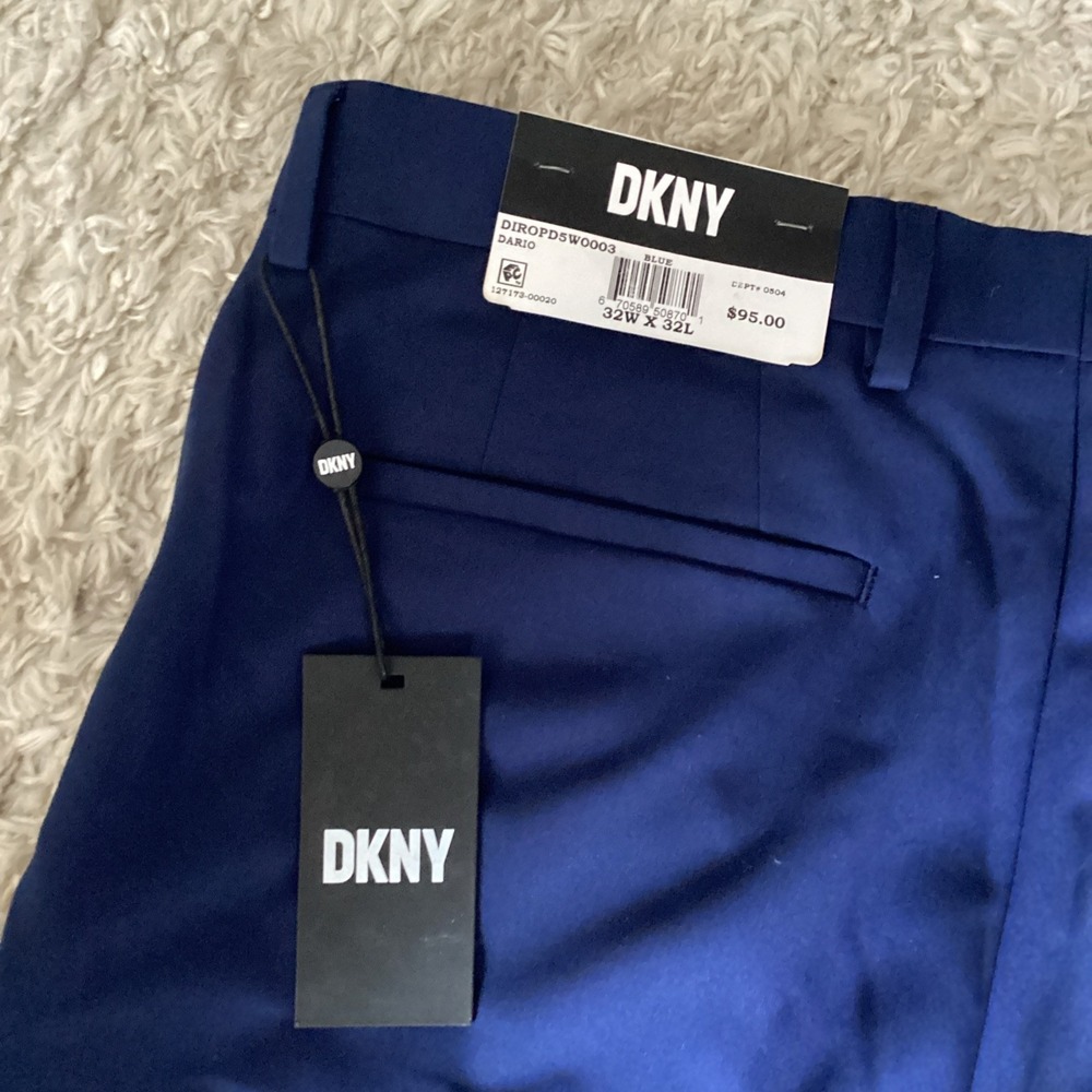 DKNY Men's Modern-Fit Stretch‎ Dress Pants Blue Solid 32X32  NWT - Picture 7 of 9